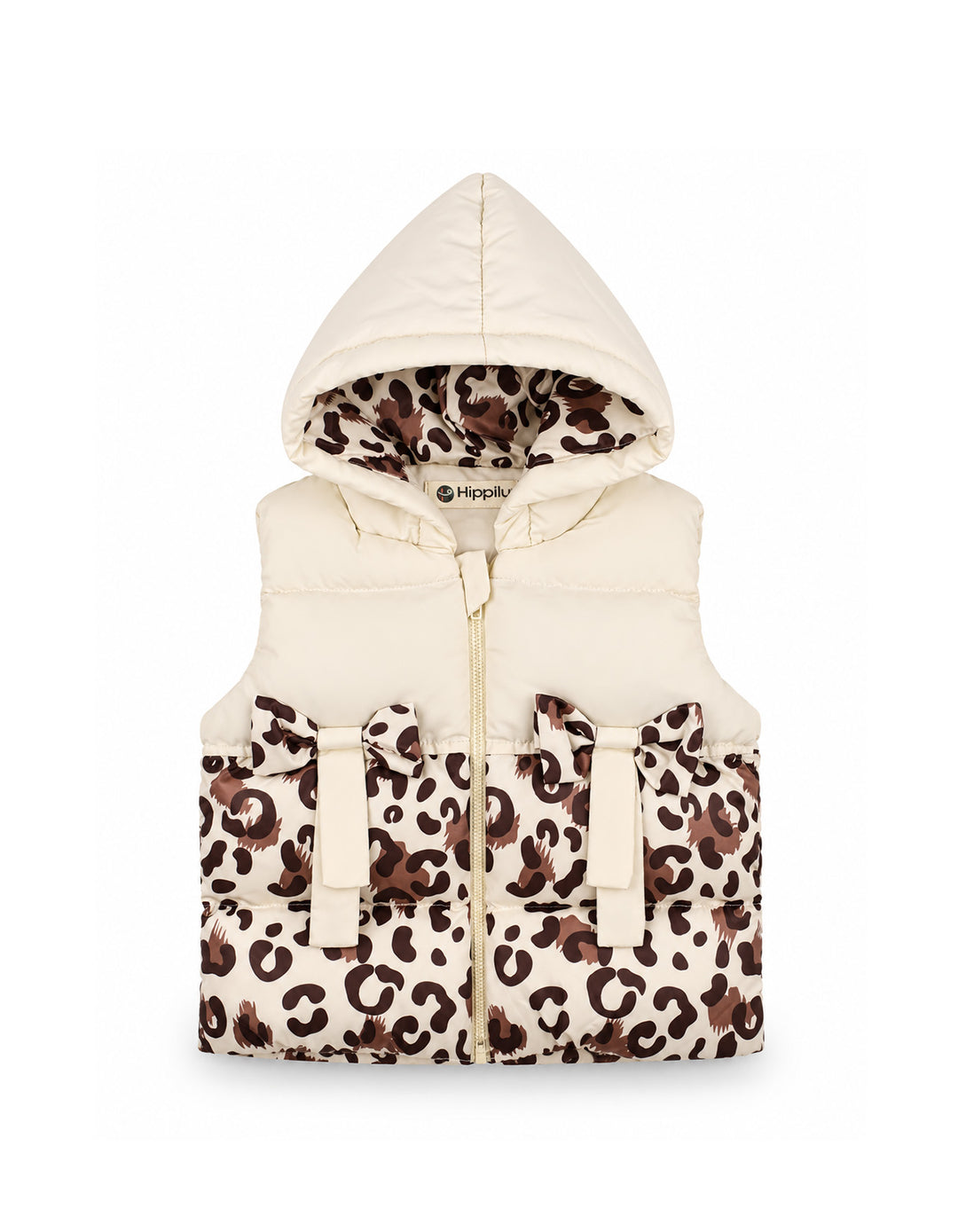 Baby Girls 3-Piece Winter Suit Set with Leopard Print Hooded Vest and Sweatshirt at Zubaidas Official Pakistan