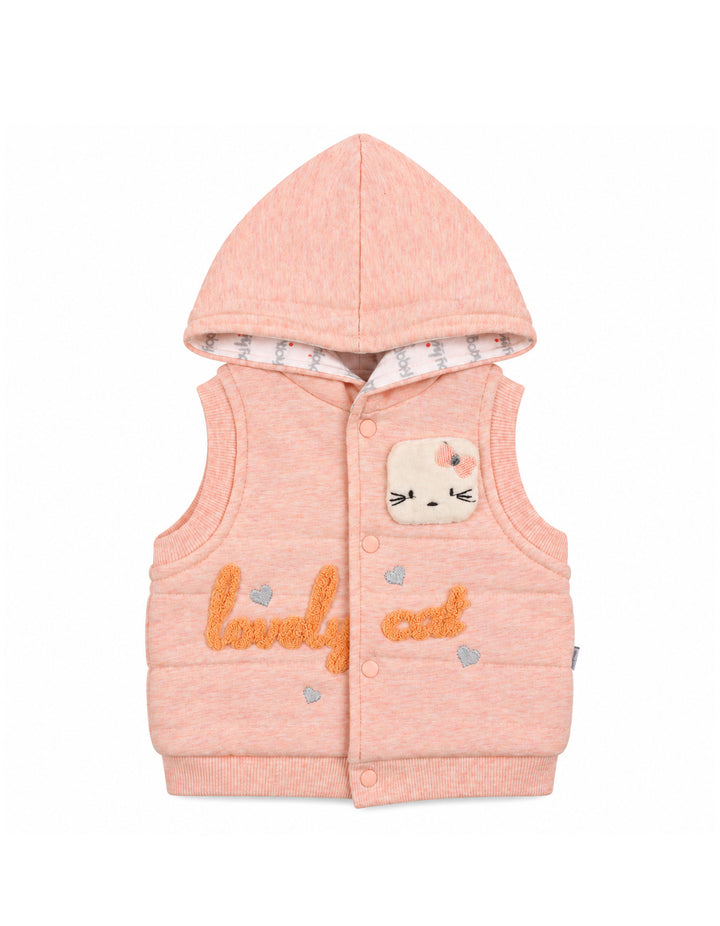 Baby Girls 3-Piece Winter Suit Set with Lovely Cat Hooded Vest and Sweatshirt Peach and White at Zubaidas Official Pakistan