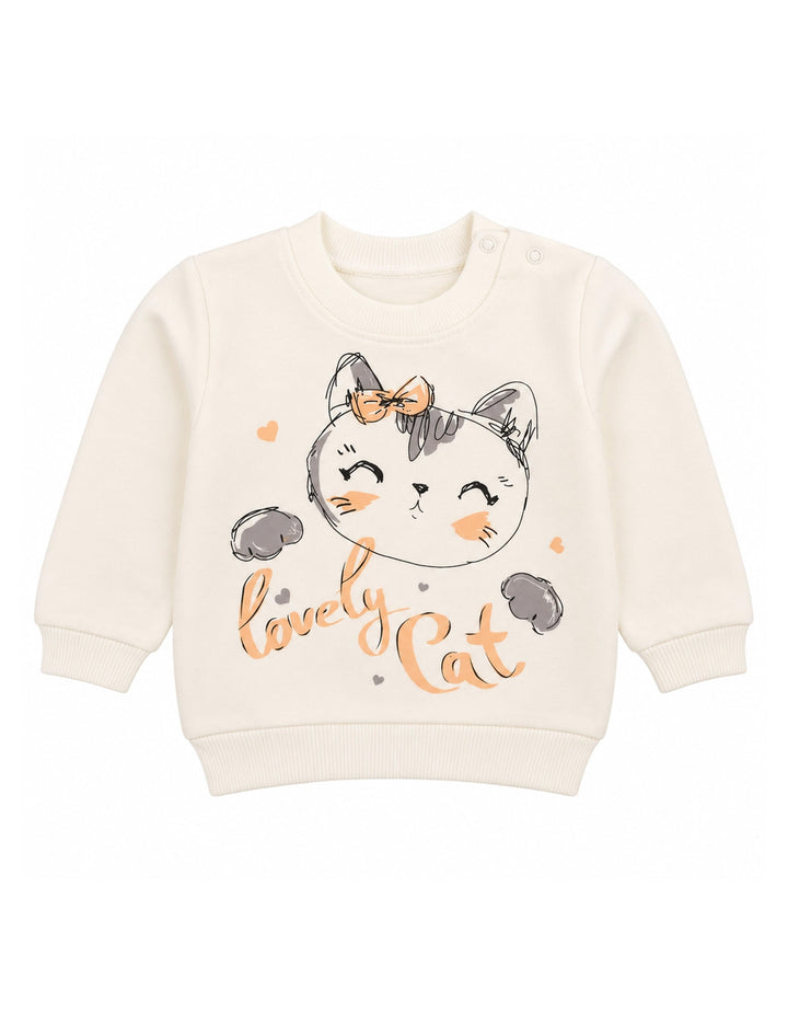 Baby Girls 3-Piece Winter Suit Set with Lovely Cat Hooded Vest and Sweatshirt Peach and White at Zubaidas Online Pakistan