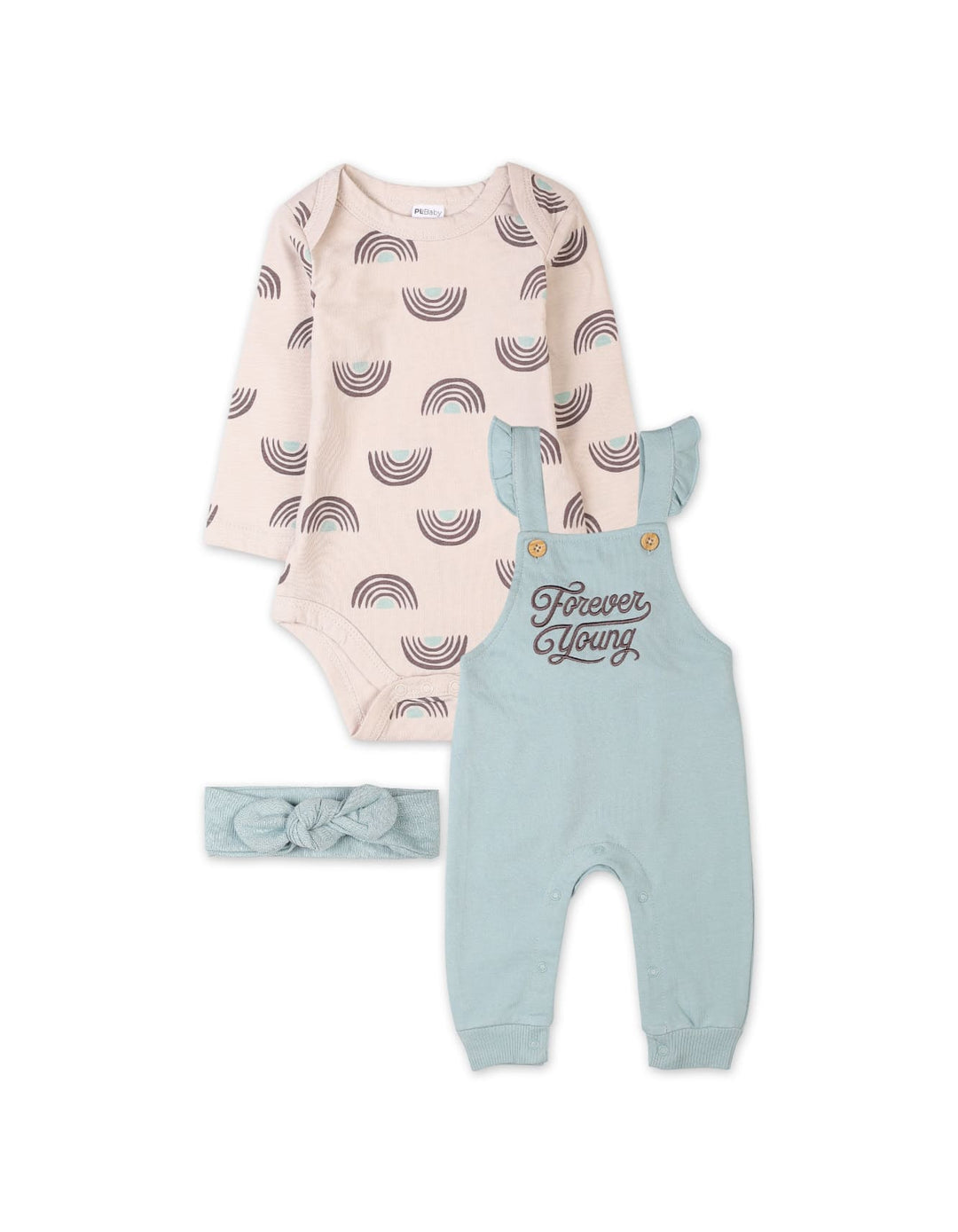 Baby Girls 3 Pieces Dungaree Winter Suit Sets Bambies Beige and Mint at Zubaidas