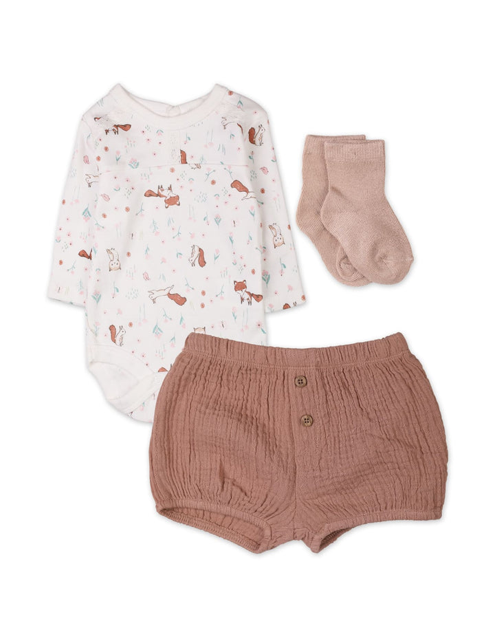 Baby Girls 3 Pieces Suit Bambies Brown and White at Zubaidas