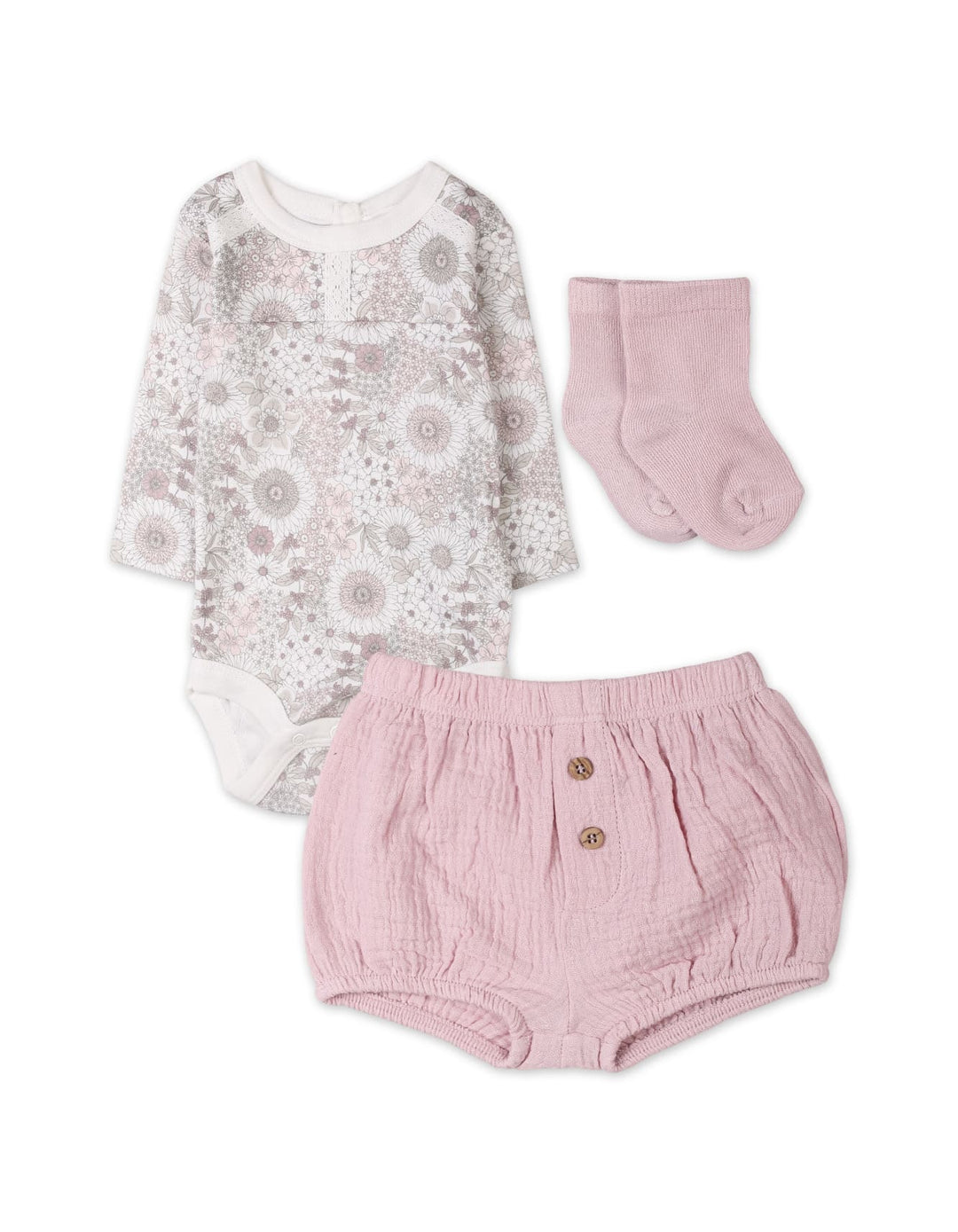 Baby Girls 3 Pieces Suit Bambies Floral Pink at Zubaidas