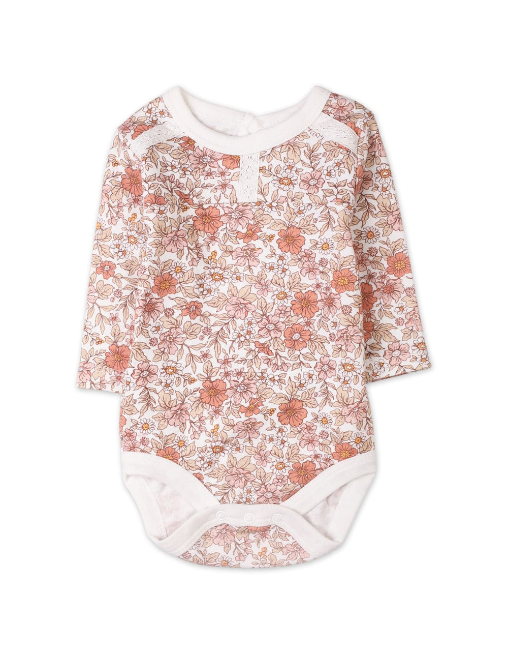 Baby Girls 3 Pieces Suit Bambies Floral Rust and Pink at Zubaidas Pakistan