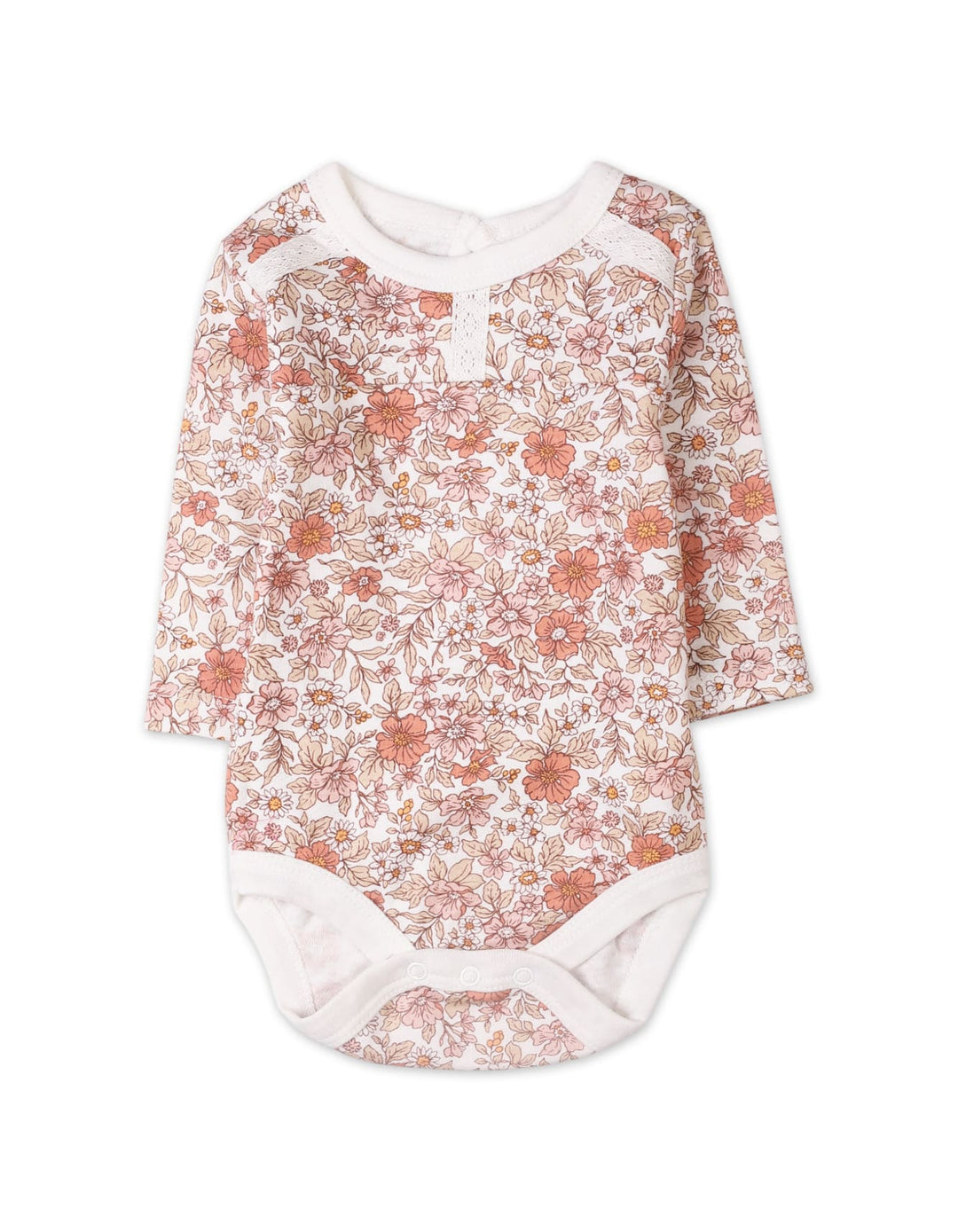 Baby Girls 3 Pieces Suit Bambies Floral Rust and Pink at Zubaidas Pakistan