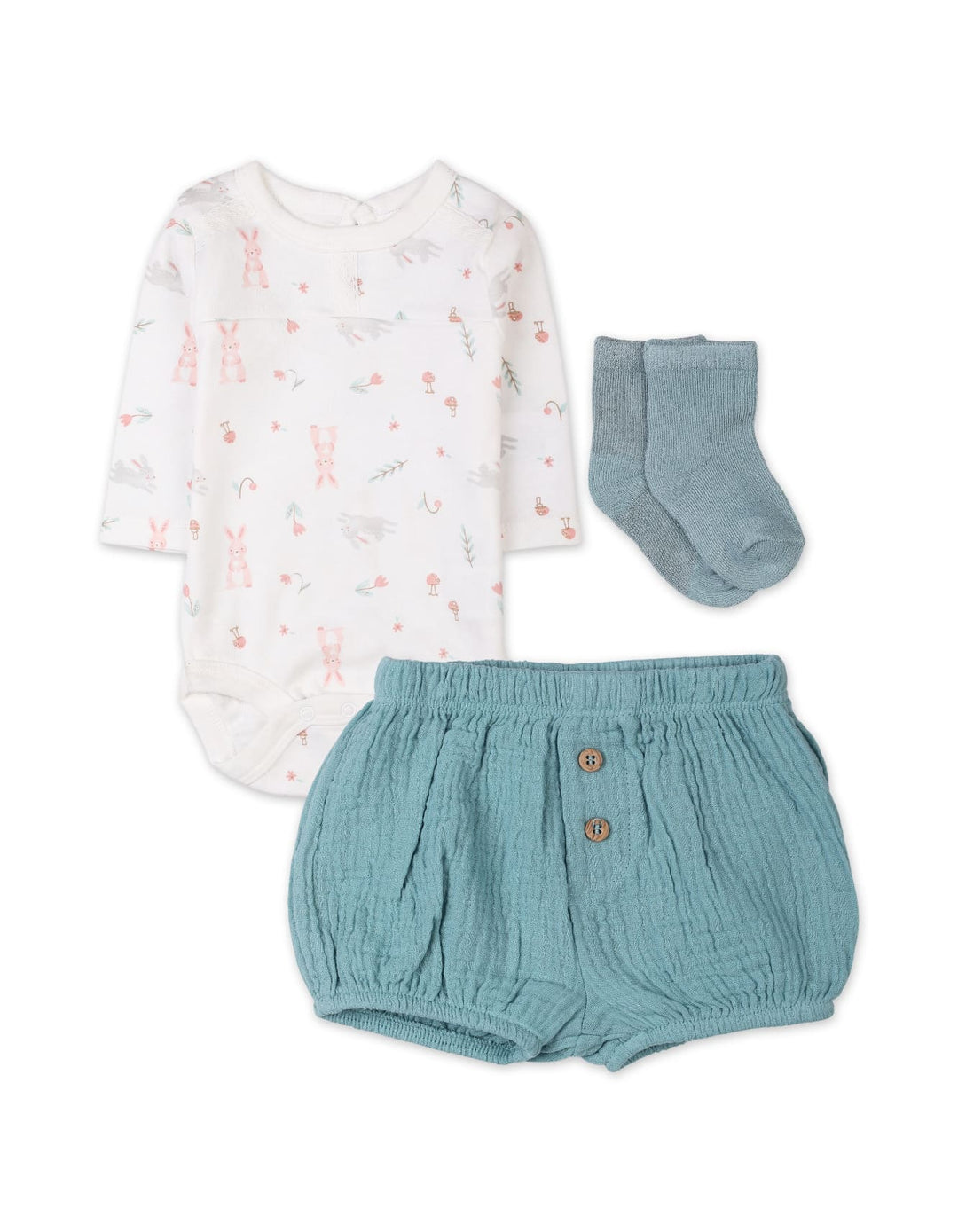 Baby Girls 3 Pieces Suit Bambies Turquoise and White at Zubaidas