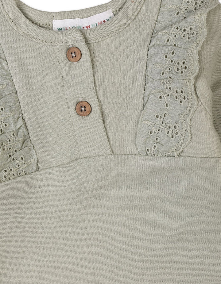 Baby Girls 3 Pieces Suit Sets Bambies Olive Green and Peach at Zubaidas Official Pakistan