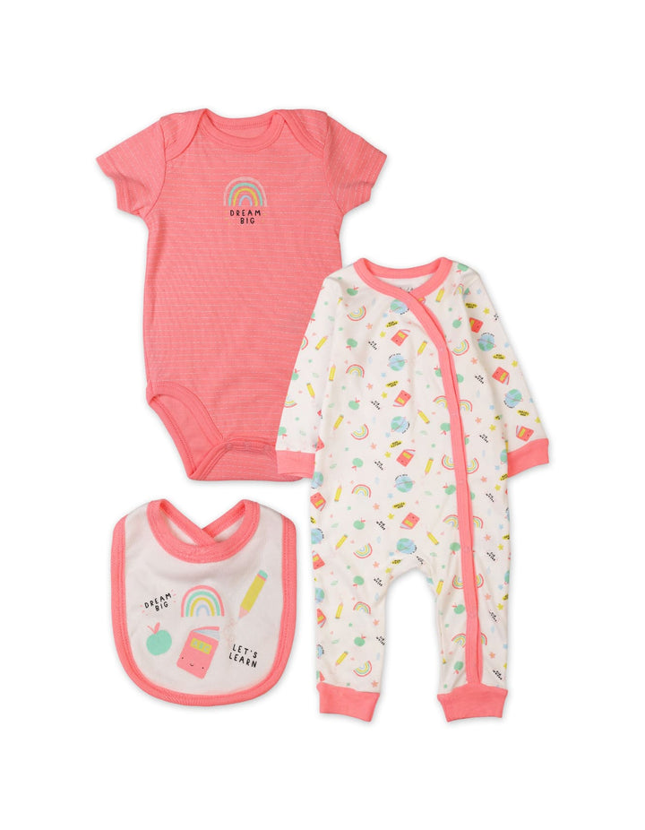 Baby Girls 3 Pieces Winter Clothing Sets Bambies Dream Big Pink at Zubaidas