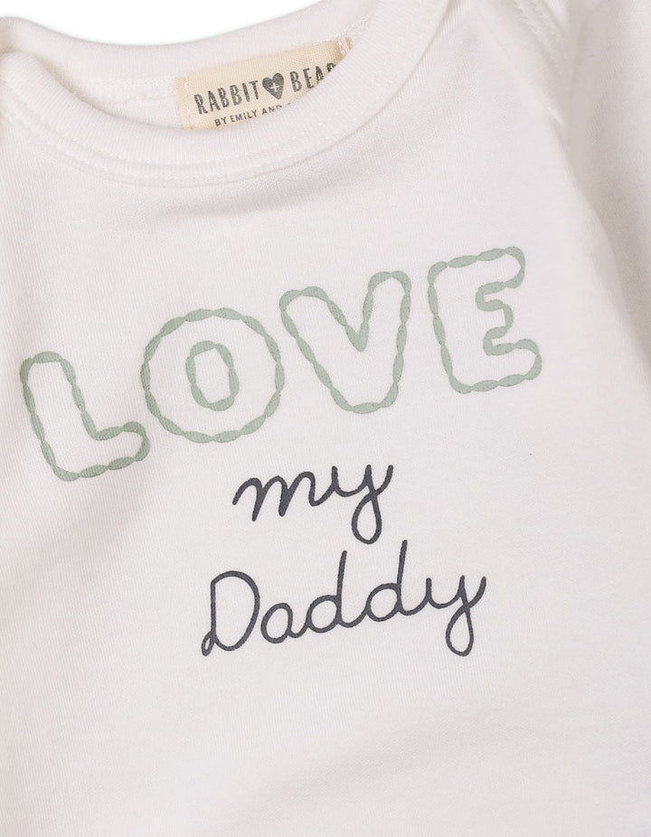 Baby Girls 3 Pieces Winter Essentials Bambies Love My Daddy Green and White at Zubaidas Official Pakistan