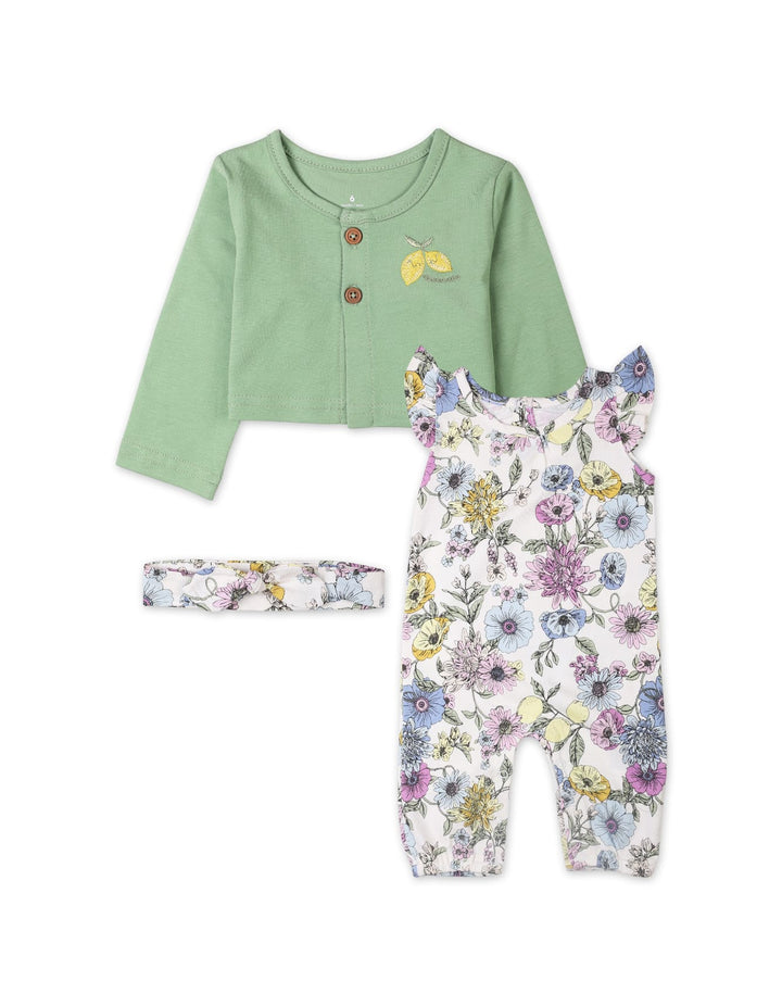 Baby Girls 3 Pieces Winter Suit Sets Bambies Floral Mint Green at Zubaidas