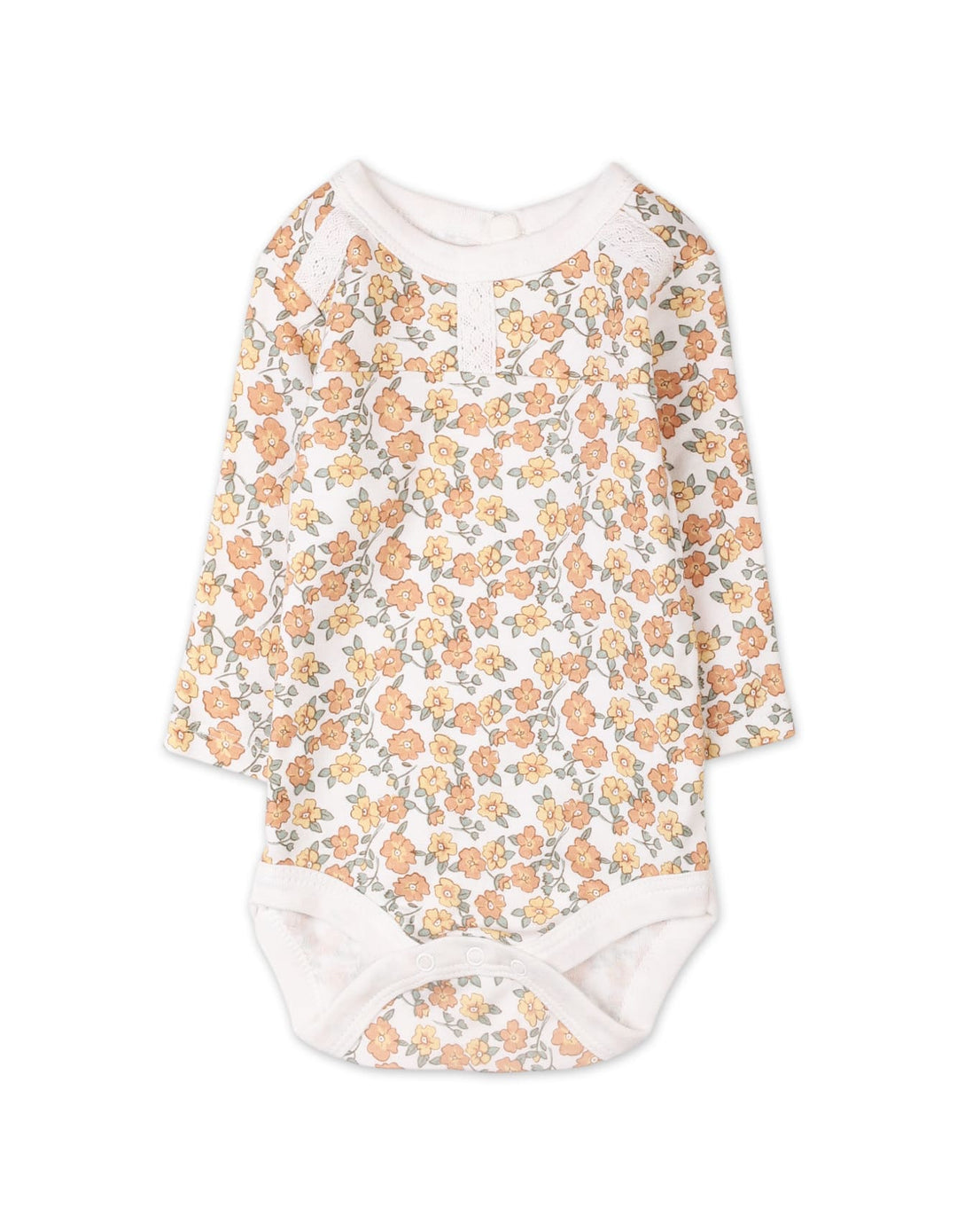 Baby Girls 3 Pieces Winter Suit Sets Bambies Floral Peach and Mustard at Zubaidas Pakistan