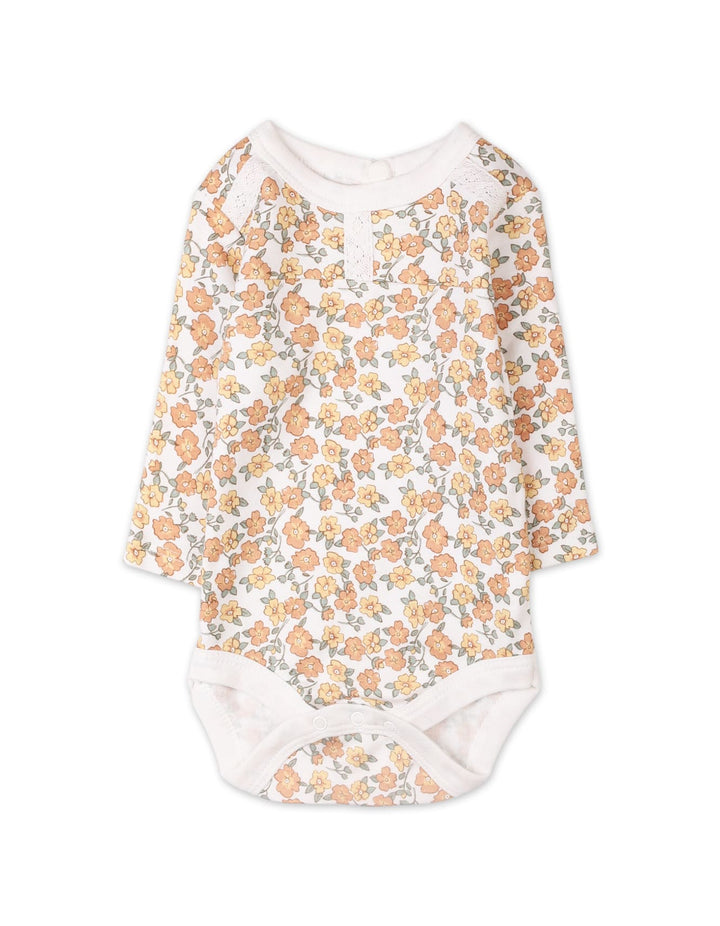 Baby Girls 3 Pieces Winter Suit Sets Bambies Floral Peach and Mustard at Zubaidas Pakistan