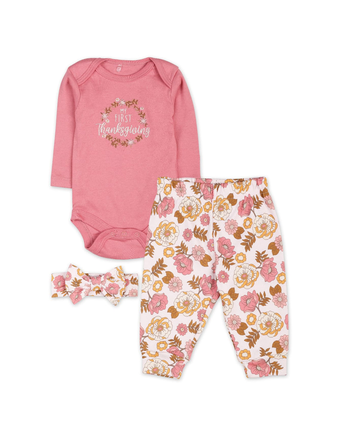 Baby Girls 3 Pieces Winter Suit Sets Bambies Flowers Pink at Zubaidas