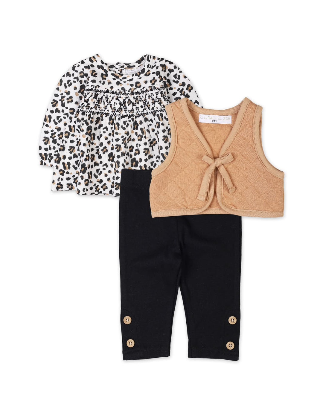 Baby Girls 3 Pieces Winter Suit Sets Bambies Leopard Brown and Black at Zubaidas