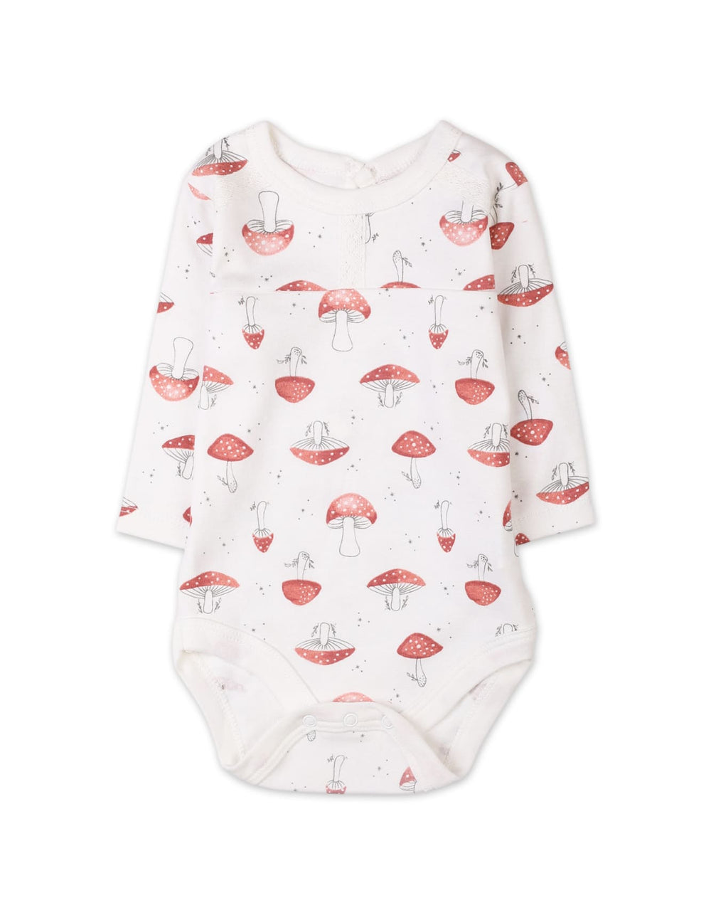 Baby Girls 3 Pieces Winter Suit Sets Bambies Mushroom Printed Pink and White at Zubaidas Pakistan