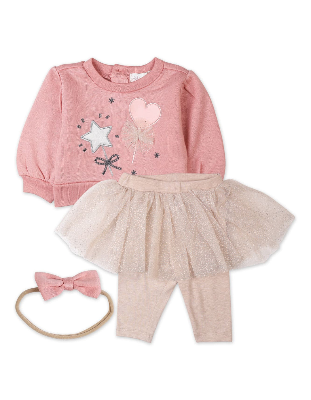 Baby Girls 3 Pieces Winter Suit Sets Bambies Pink and Beige at Zubaidas