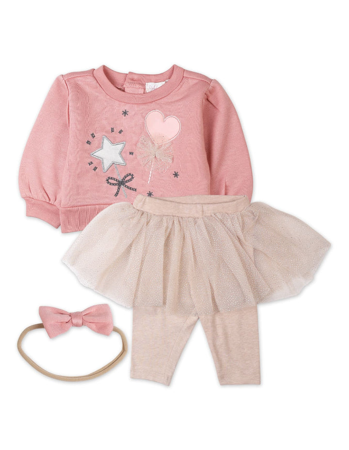 Baby Girls 3 Pieces Winter Suit Sets Bambies Pink and Beige at Zubaidas