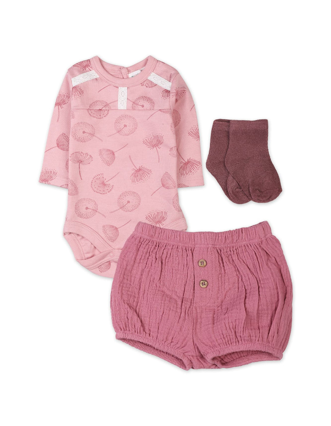 Baby Girls 3 Pieces Suit Sets Bambies Pink at Zubaidas