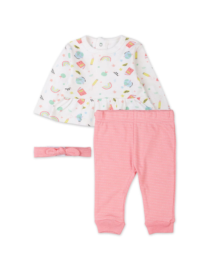 Baby Girls 3 Pieces Winter Suit Sets Bambies Pink and White at Zubaidas