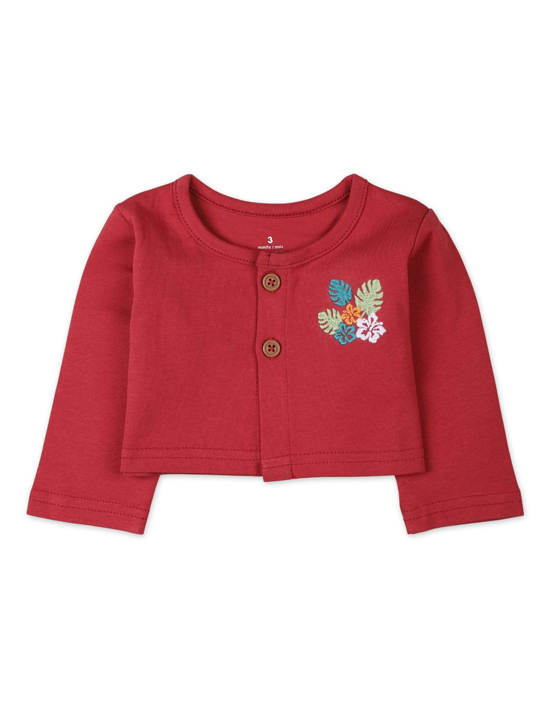 Baby Girls 3 Pieces Winter Suit Sets Bambies Tropical Leaf Red at Zubaidas Pakistan