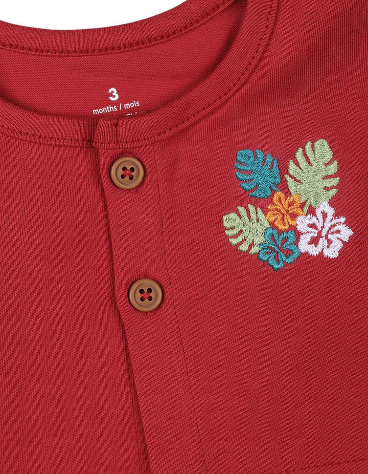 Baby Girls 3 Pieces Winter Suit Sets Bambies Tropical Leaf Red at Zubaidas - Pakistan’s No 1 and most trusted baby and kids store for over 50 years