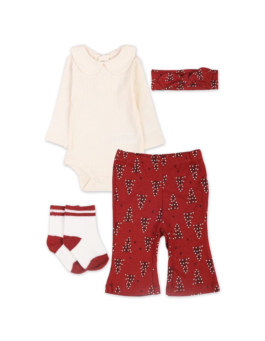 Baby Girls 4 Pieces Winter Suit Sets Bambies Cream and Red at Zubaidas