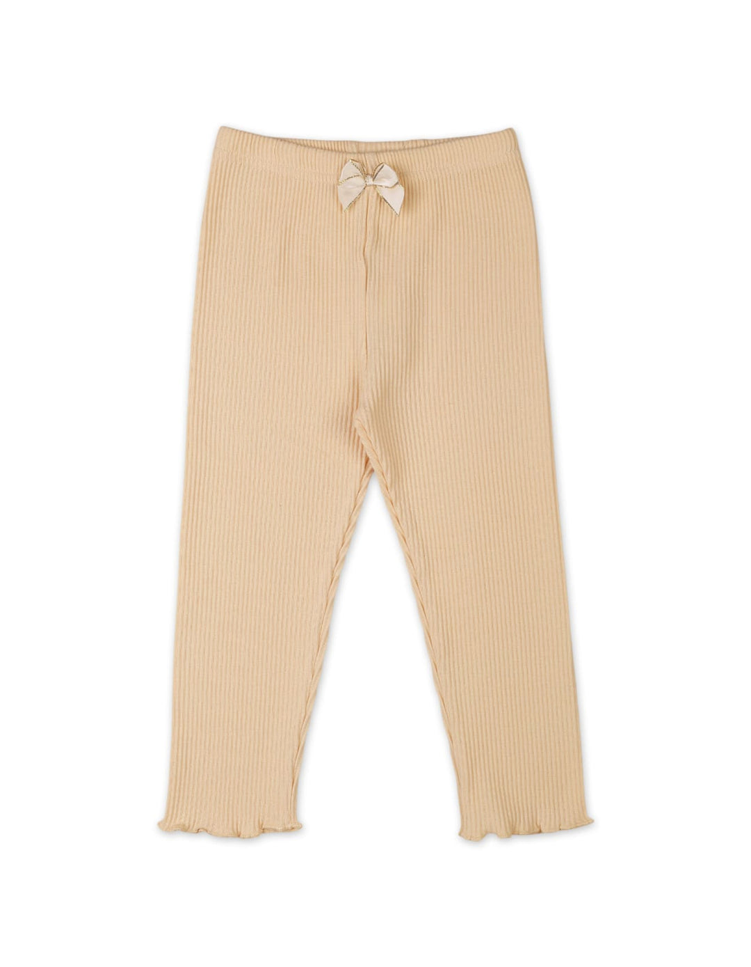 Baby Girls and Girls Ribbed Trousers Bambies Bow Beige at Zubaidas