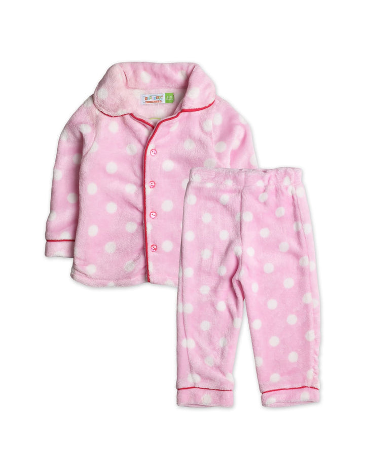 Baby Girls and Girls Winter Night Suits Bambies Dots Pink at Zubaidas