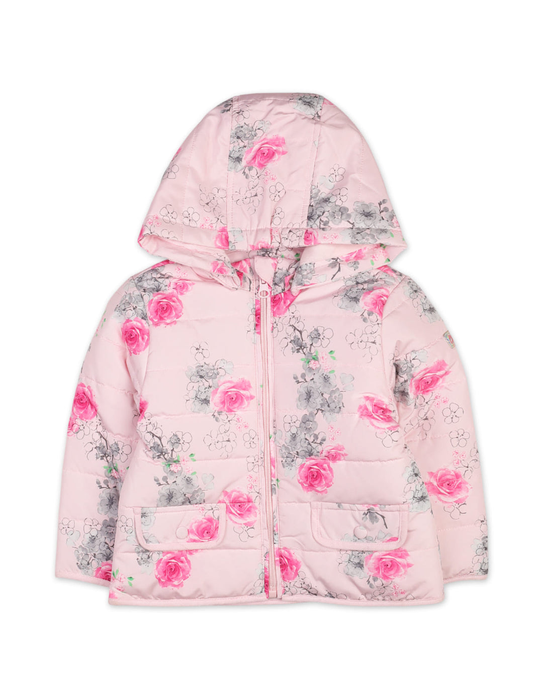 Baby Girls and Girls Winter Padded Coats Bambies Floral Pink at Zubaidas
