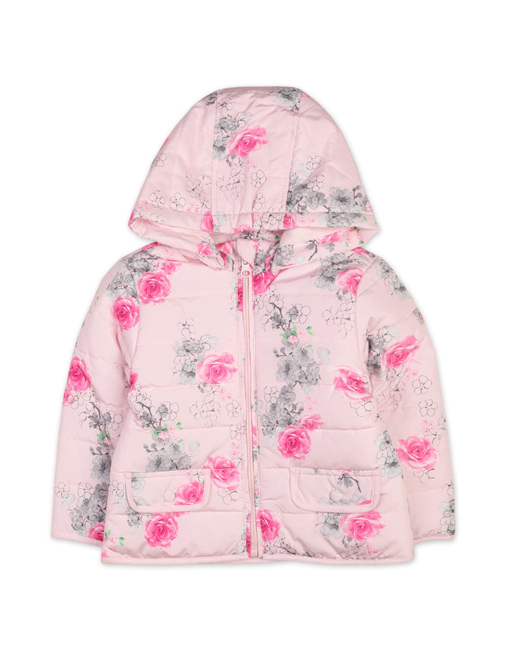 Baby Girls and Girls Winter Padded Coats Bambies Floral Pink at Zubaidas