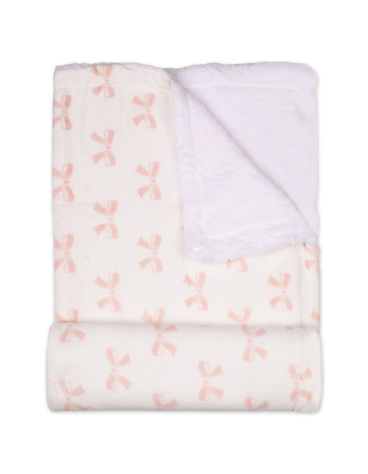 Baby Girls Blanket Sherpa Fleece Pink Bows at Zubaidas