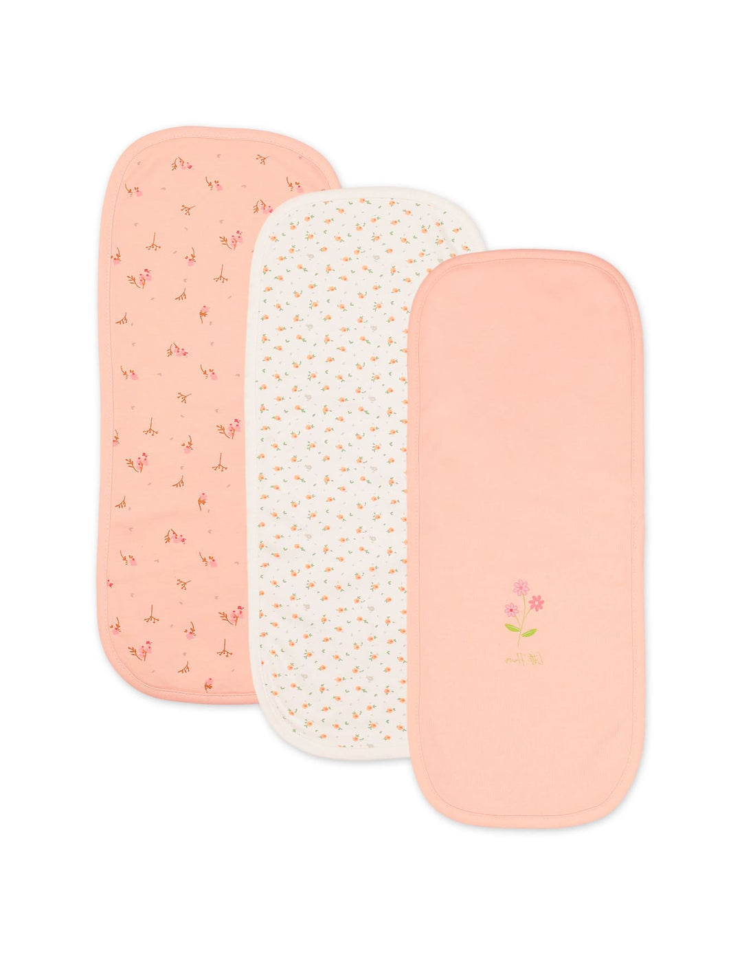 Baby Girls Burp Cloths Pack of 3 Bambies Peach Floral at Zubaidas