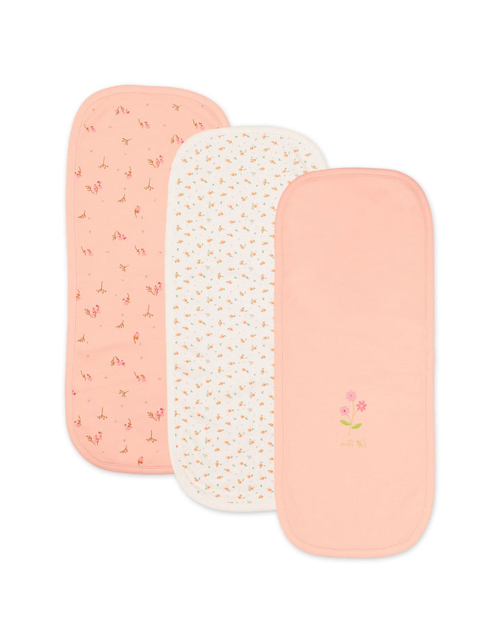 Baby Girls Burp Cloths Pack of 3 Bambies Peach Floral at Zubaidas