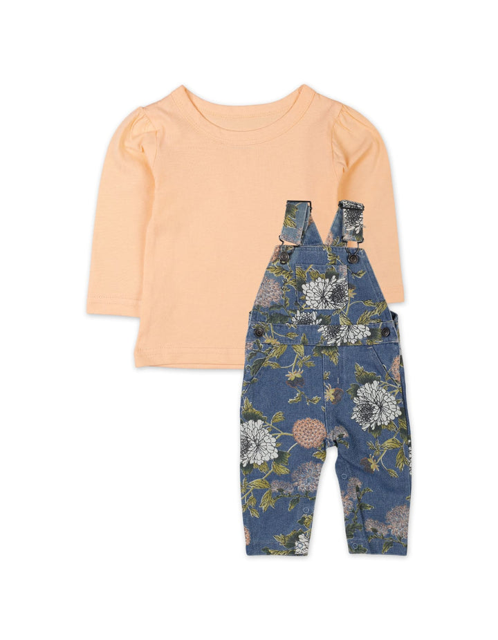 Baby Girls Dungaree Winter Suit Bambies Floral Peach at Zubaidas