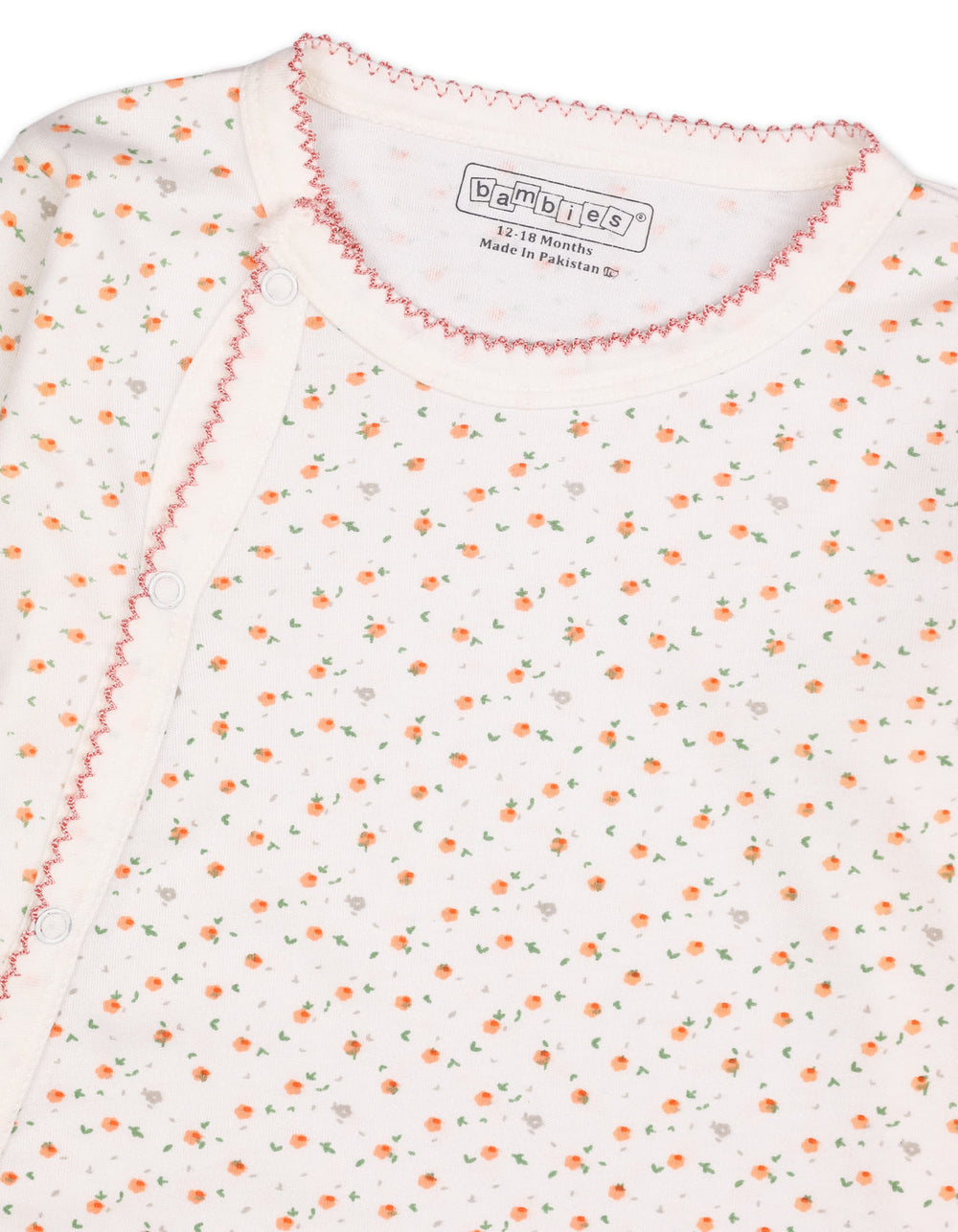 Baby Girls Footed Sleepsuit Bambies Floral Print White at Zubaidas Official Pakistan