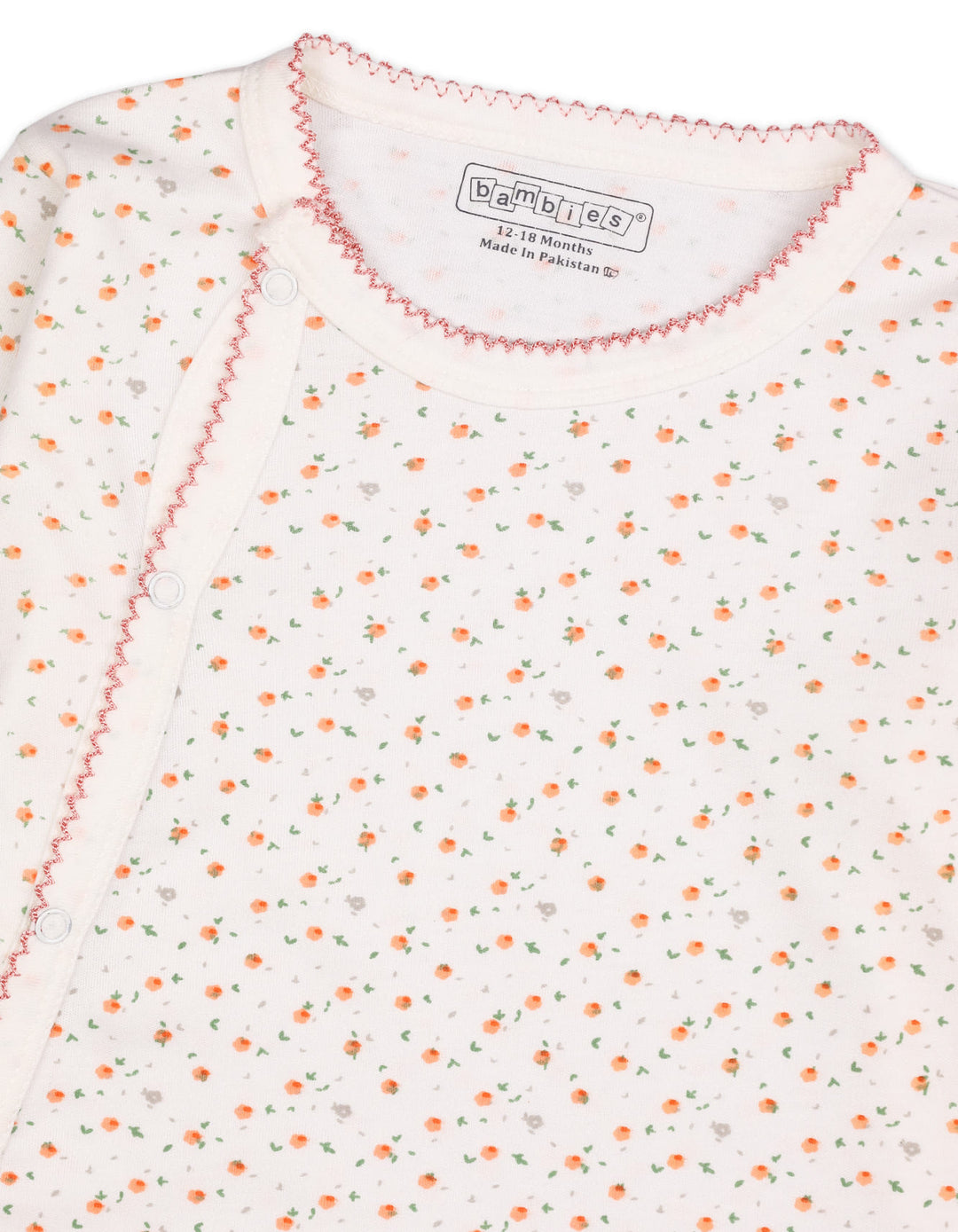 Baby Girls Footed Sleepsuit Bambies Floral Print White at Zubaidas Official Pakistan