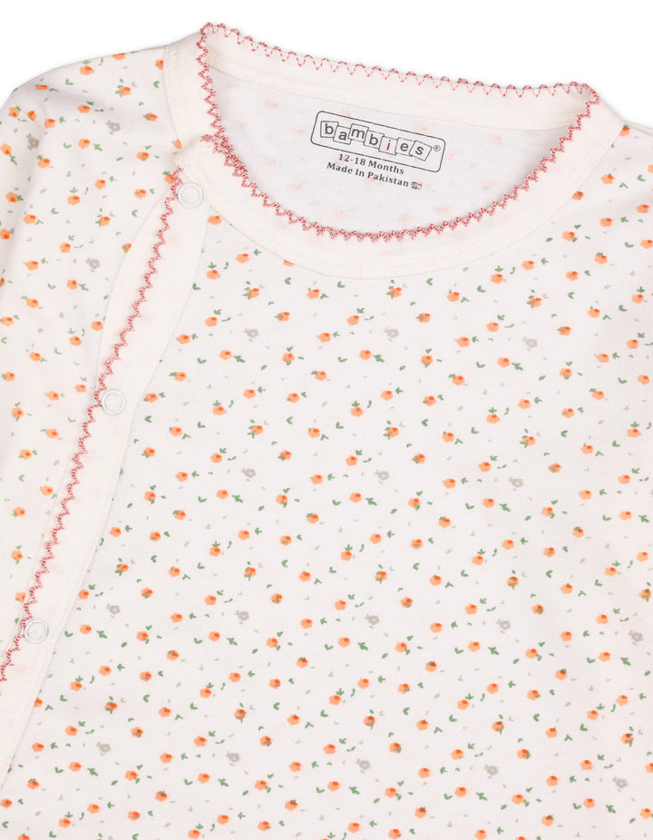 Baby Girls Footed Sleepsuit Bambies Floral Print White at Zubaidas Official Pakistan