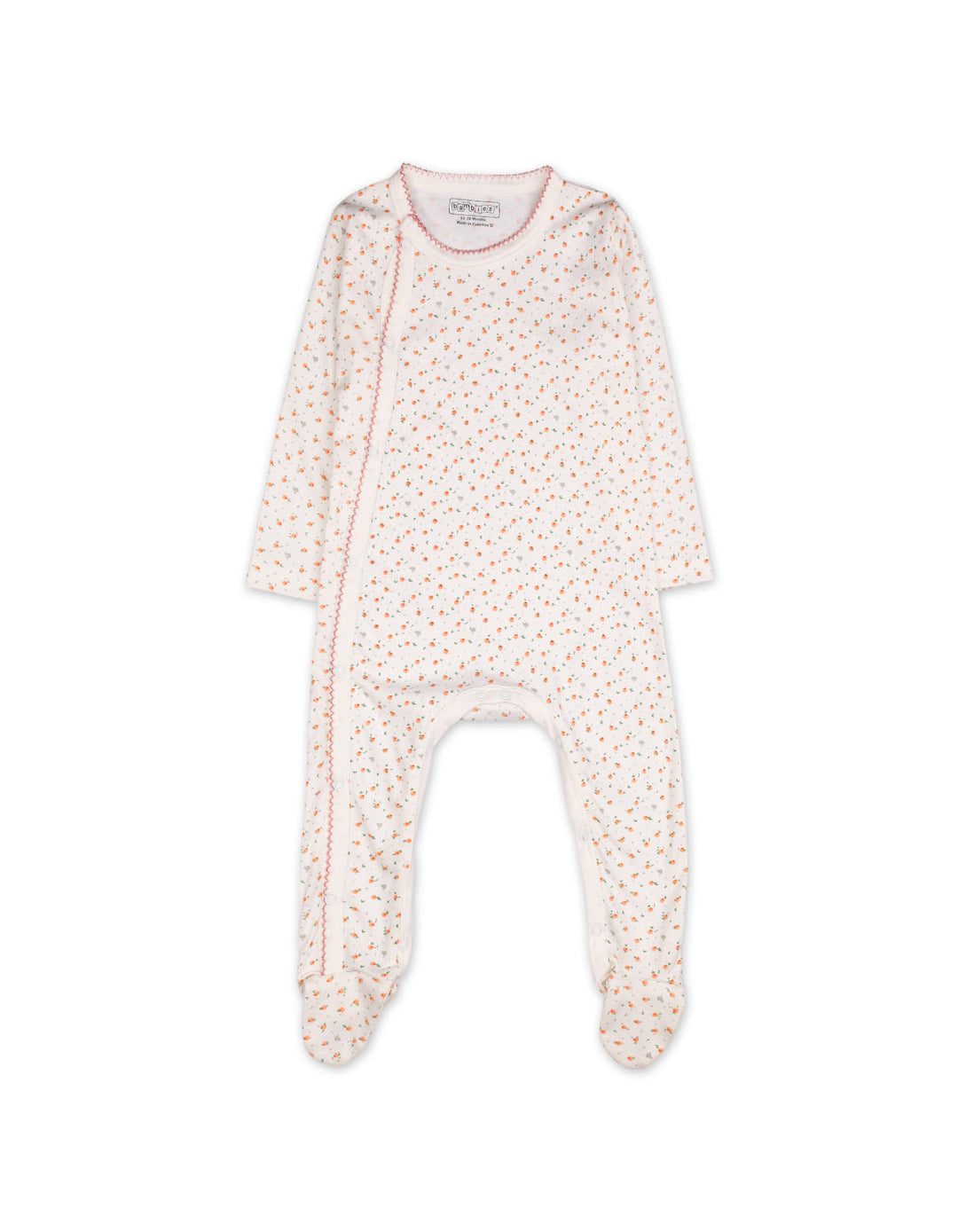 Baby Girls Footed Sleepsuit Bambies Floral Print White at Zubaidas