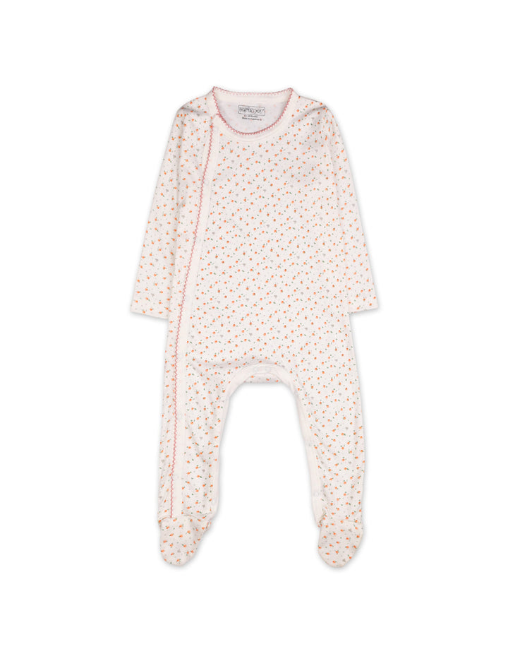Baby Girls Footed Sleepsuit Bambies Floral Print White at Zubaidas