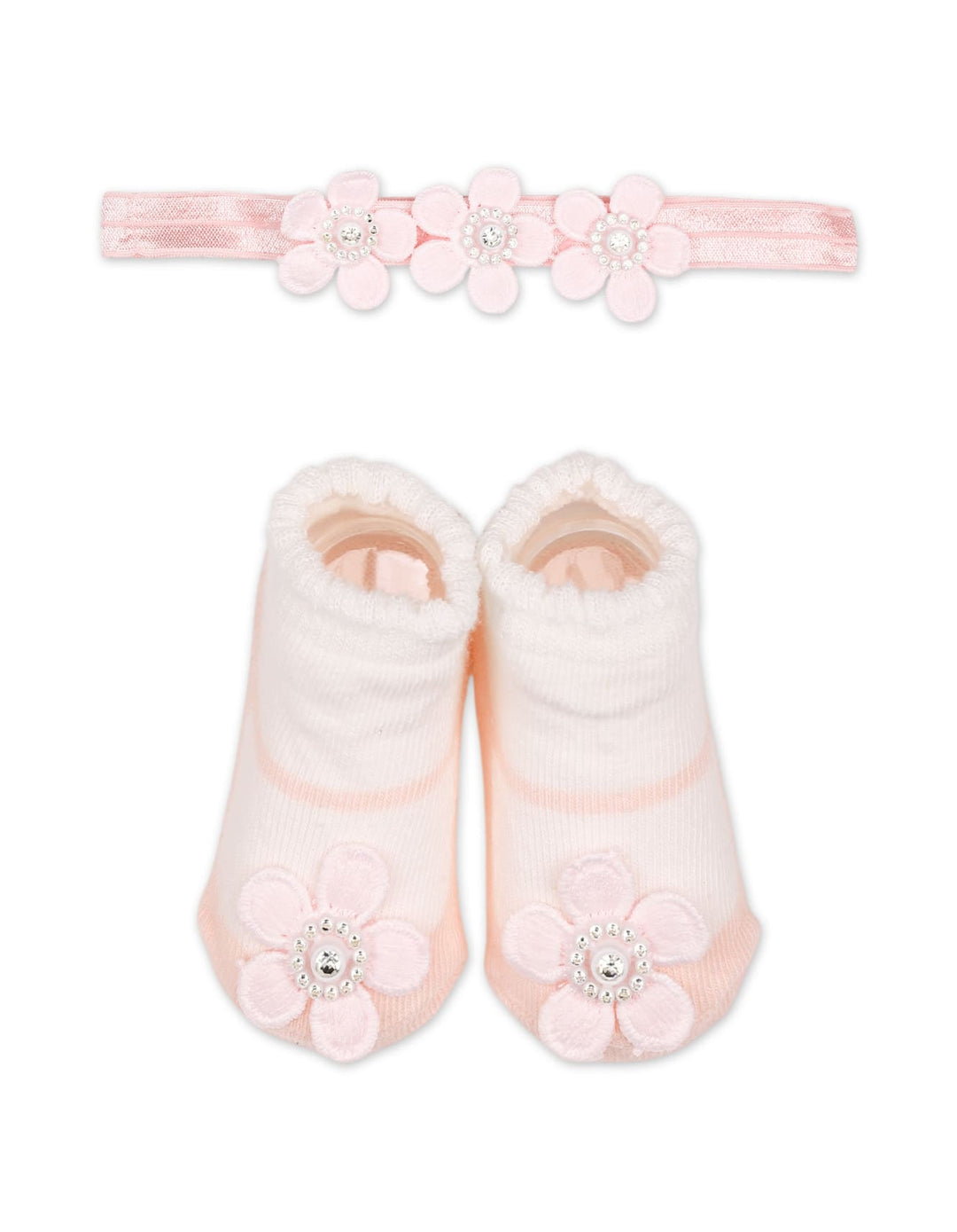 Baby Girls Headband and Socks Set Flower Pink at Zubaidas