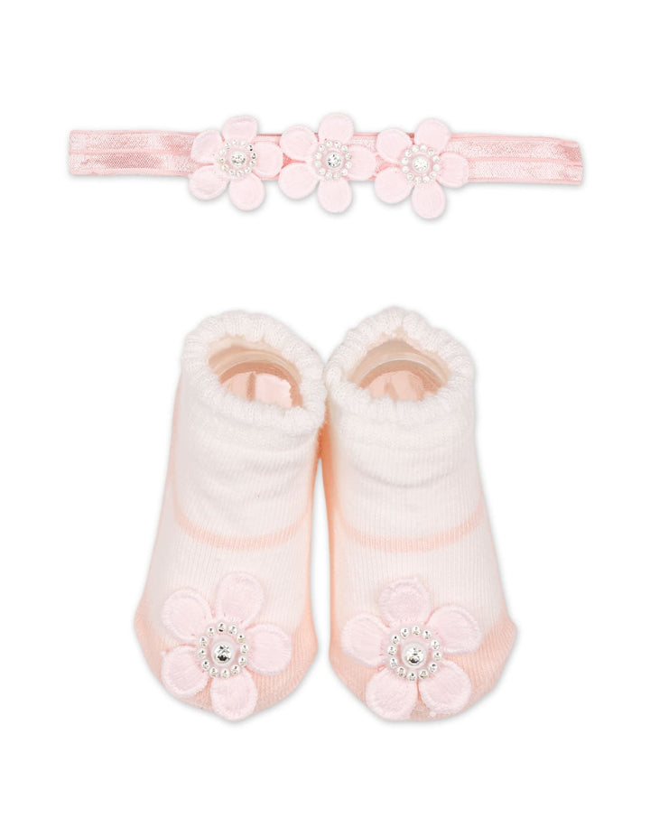 Baby Girls Headband and Socks Set Flower Pink at Zubaidas