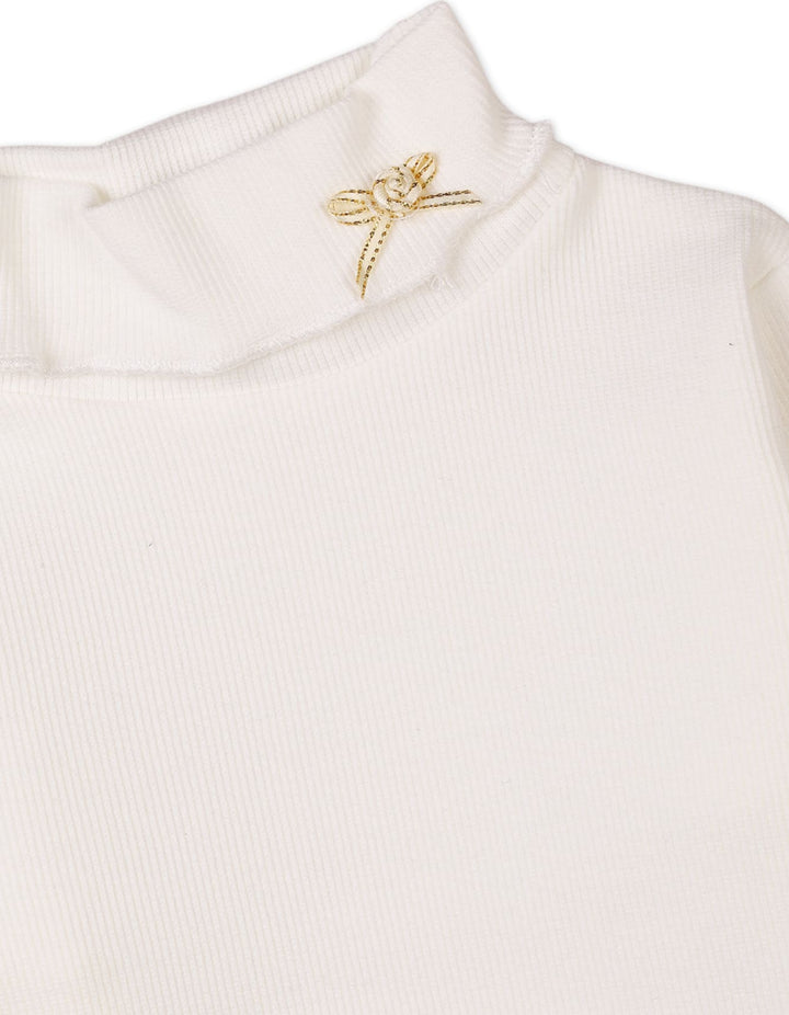 Baby Girls High Neck Bambies Bow Off White at Zubaidas Pakistan