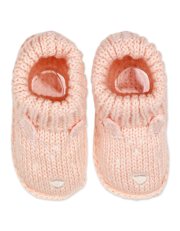 Baby Girls Knitted Booties Peach at Zubaidas