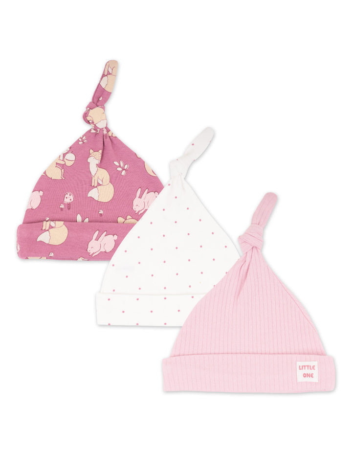 Baby Girls Knotted Cap Pack of 3 Animals Print at Zubaidas Official Pakistan