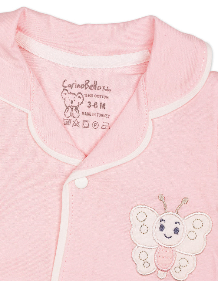 Baby Girls Night Suit 2 Pcs Embroidered Butterfly Pink at Zubaidas Official Pakistan