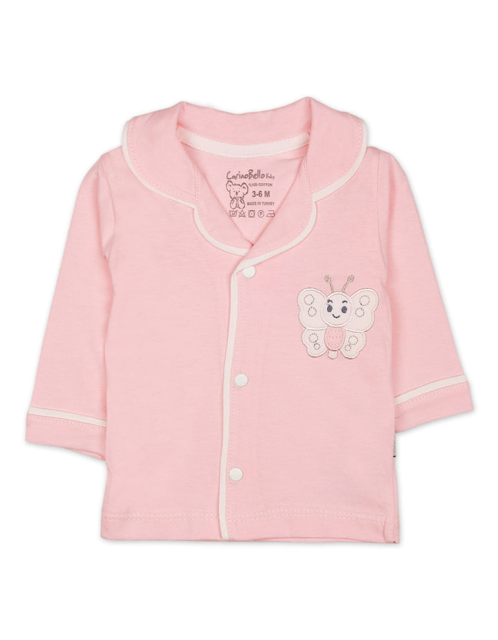 Baby Girls Night Suit 2 Pcs Embroidered Butterfly Pink at Zubaidas Online Pakistan
