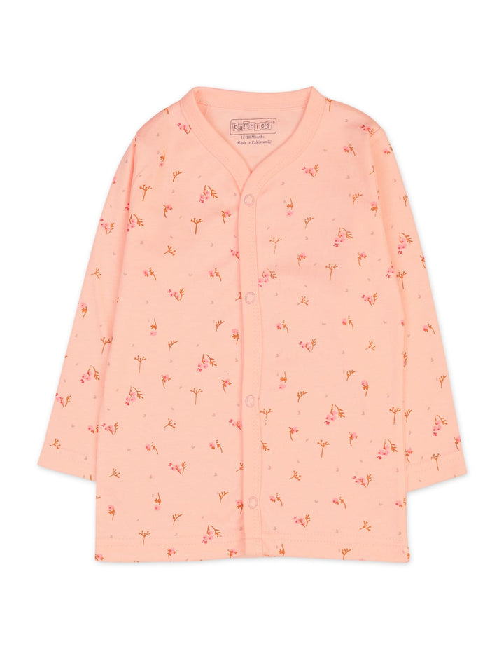 Baby Girls Night Suit Bambies Peach Floral Printed Peach at Zubaidas at Zubaidas Official Pakistan