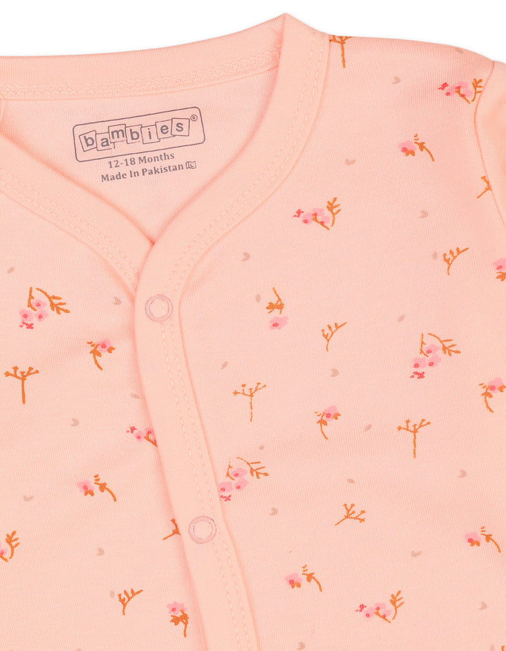 Baby Girls Night Suit Bambies Peach Floral Printed Peach at Zubaidas at Zubaidas Online Pakistan