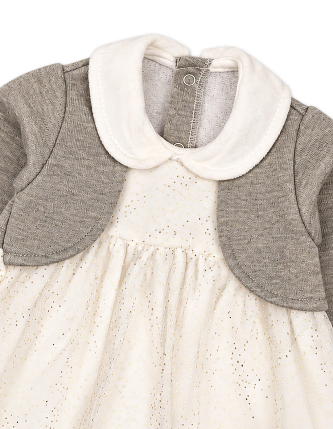 Baby Girls Party Dress Glitter Detailed Beige and Grey at Zubaidas Official Pakistan