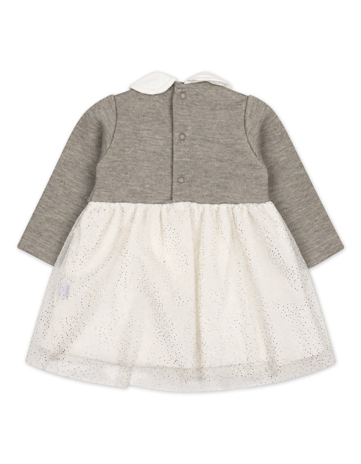 Baby Girls Party Dress Glitter Detailed Beige and Grey at Zubaidas Online Pakistan