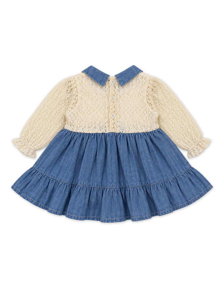 Baby Girls Party Dress Off White and Blue at Zubaidas Online Pakistan